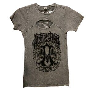 NEW- Affliction Live Fast Silver Grey Heavy Lava Women's T-Shirt